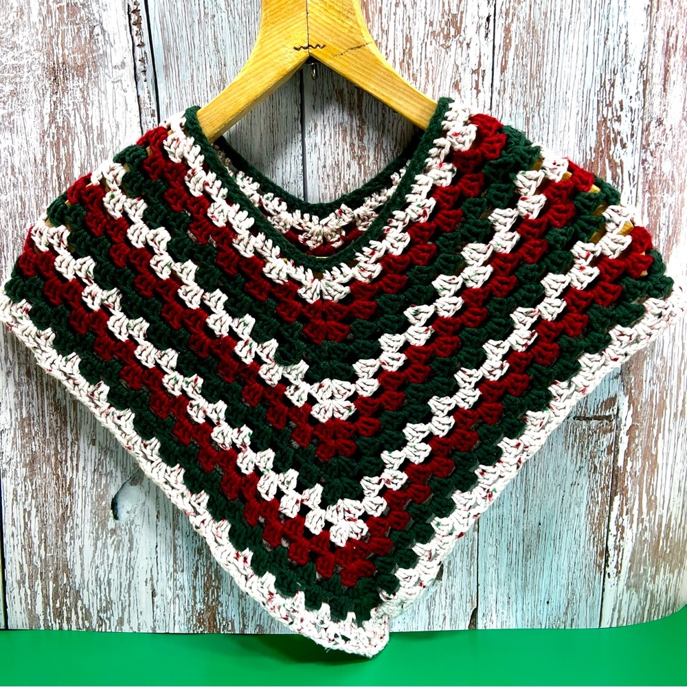 Holiday Girls Knit Crochet Poncho Boho